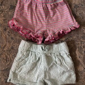 Striped and Eyelet Kids Shorts Set